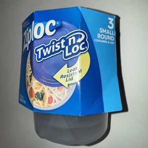 New Ziploc Twist N Lock Small Round Containers Lids 3 Pack 16 Oz 2 Cup Pint